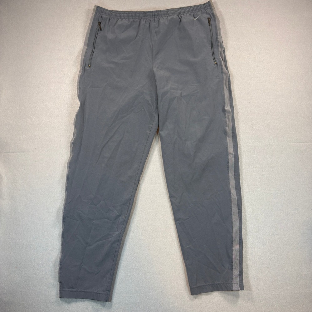 Nike Track Pants Mens Small Gray Mesh Lined Ankle Zip Windbreaker Vintage Y2K